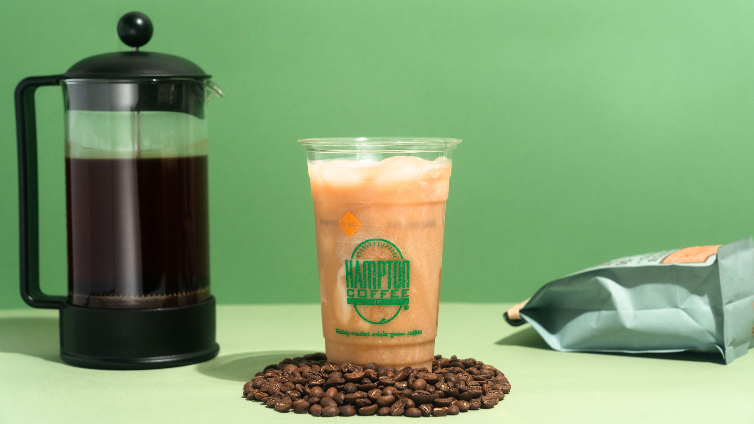 Hampton Coffee Custom Earth Cups with Iced Coffee