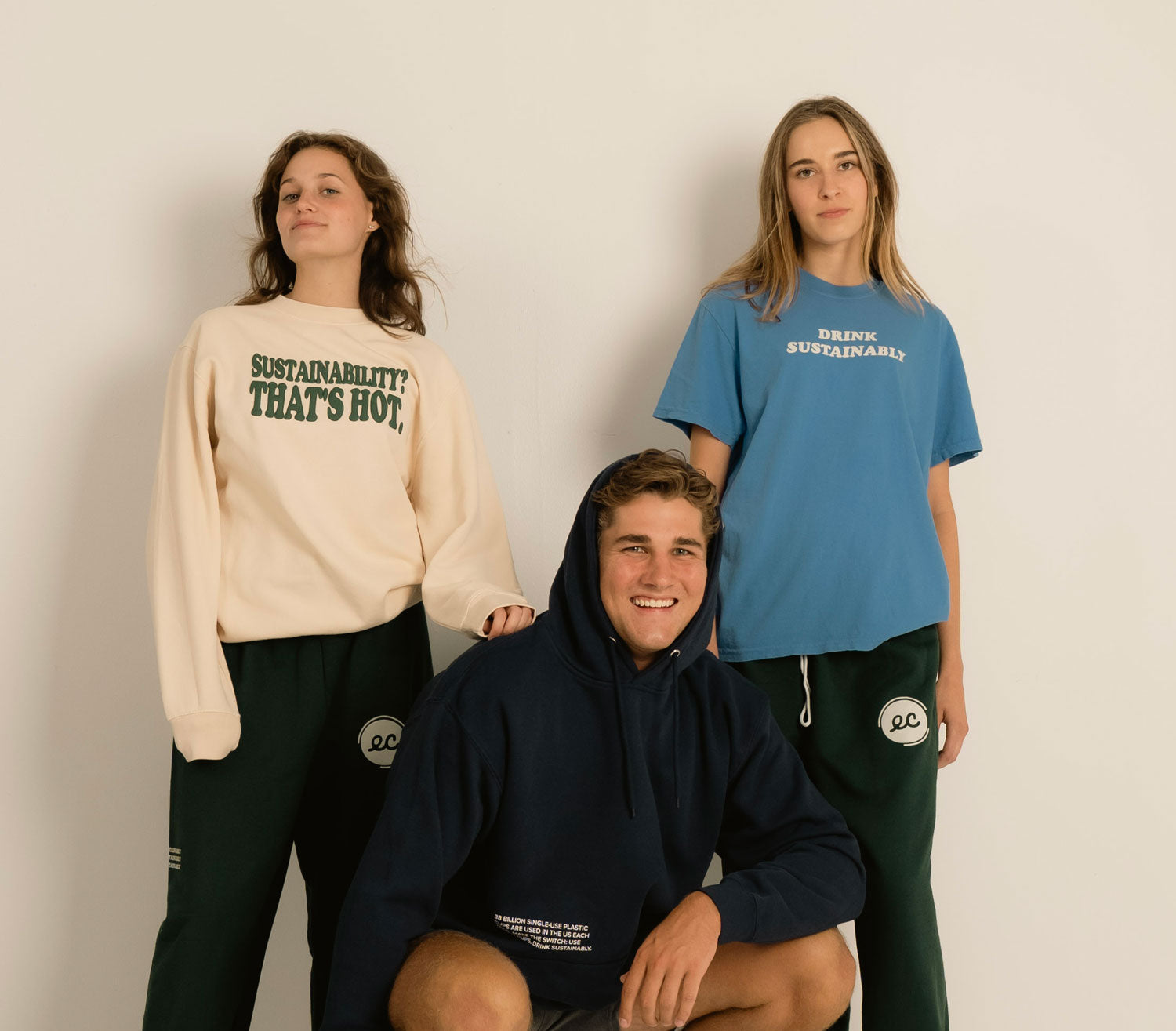 3 Models wearing Earth Cups Apparel and Merchandise